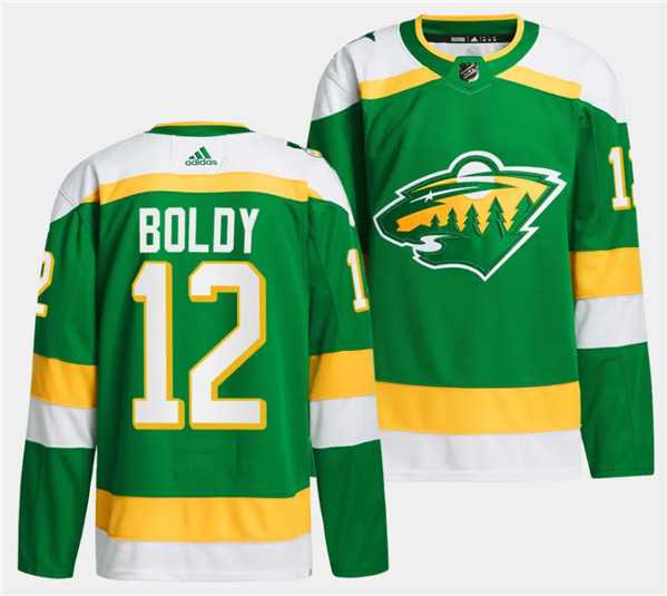 Men%27s Minnesota Wild #12 Matthew Boldy Green 2023-24 Stitched Jersey Dzhi